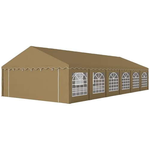 20x40ft Brown Canopy Tent with Removable Sidewalls, 12 Windows, 2 Extra-Wide Doors, 10.5ft Eave Height, 1.5in Galvanized Steel, UPF30+ PE