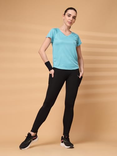 Image of UZARUS Women's V-Neck Sports T-Shirt | Pack of 2 | Gym, Yoga & Activewear Top