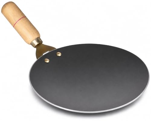 Image of IRONIZE Pure Iron Roti Tawa with Wooden Handle | Heavy Duty Chemical-Free Iron Cookware | Even Heat Distribution | Ideal for Roti, Chapati, Paratha, Dosa & Omelette | Available in 1kg to 2kg (1.35 kg)