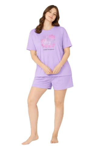 Image of Duchess Women's Cotton Printed Night Suit Set of Top & Shorts Pajama Set