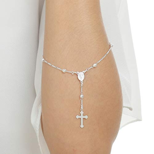 Pulseira Terço Bolinha de Prata