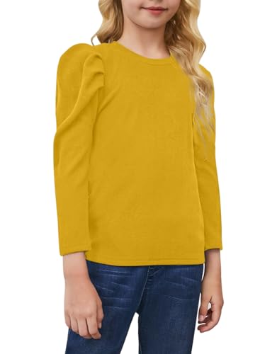 Image of blibean Tween Girls Puff Sleeve Shirts Stylish Fall Tops Size 4-15 Years Old