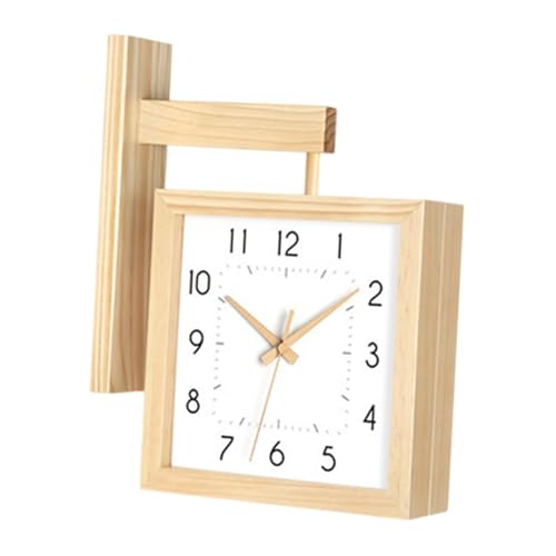 Horloge murale d'angle pour restaurant et cuisine double face en bois