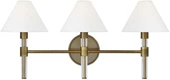 Generation Lighting Robert - 3 Light Bath Vanity in Mid-Century Modern Style-12.13 Inches Tall and 26.5 Inches Length-Time Worn Brass Finish