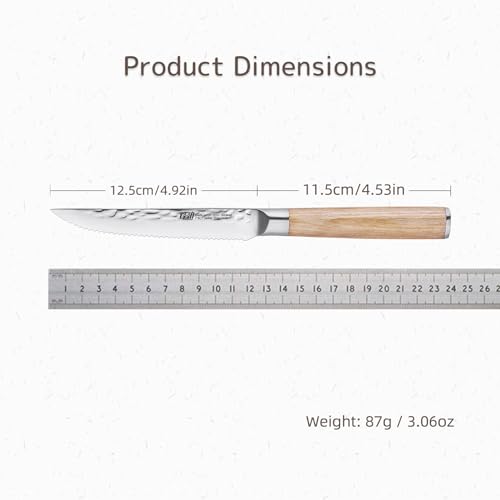 FINDKING-4-Piece-Kitchen-Steak-Knife-Set-47-Inch-Serrated-Kitchen-Knives-Rustproof-Stainless-Steel-Cutlery-Pakka-Wood-Handle-Beige-Michelia-Series FINDKING 4 Piece Kitchen Steak Knife Set 47 Inch Serrated Kitchen Knives Rustproof Stainless Steel Cutlery Pakka Wood Handle Beige Michelia Series