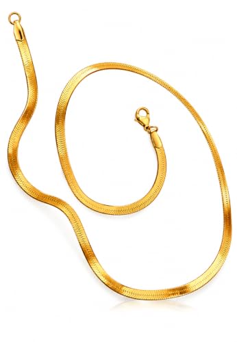 Stainless Steel Snake Chain Necklace, Gold Plated, Hypoallergenic, Waterproof, Anti-Tarnish, for Men and Women