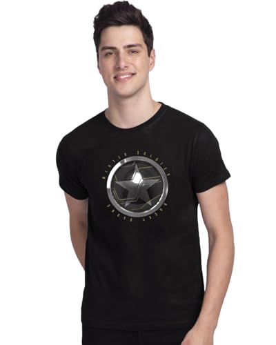 Image of Bewakoof Men's Winter Soldier Sigil 100% Cotton T-Shirt - Regular Fit, Round Neck, Half Sleeves