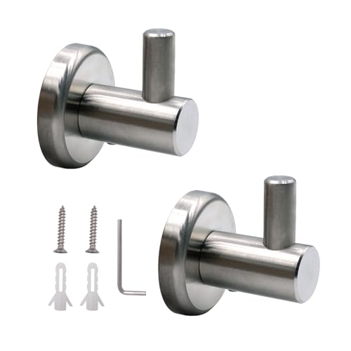 pangutheos 2 Piezas Gancho Pared, Ganchos para Toalleros de Baño de Acero Inoxidable Colgador Toalla Baño para Baños, Cocinas, Oficinas, Garajes