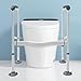 Toilet Safety Rail, Adjustable Height Handrail Rack for Bathroom, Aluminum Frame with Non-Slip Foam Grip, Tool-Free Install, Fits Most Standard Toilets, Support Frame for Elderly, Disabled, Pregnant