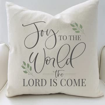 Joy to The World Throw Pillow Cover - Decorative Pillow Cover - Charismatic Pillow Cases – Perfect for Both Indoor and Outdoor Decoration – Farmhouse Throw Pillow Cases - 17x17 Inch
