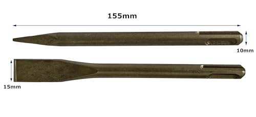 Image of Inditrust Hammer Drilling Set of 2 Chisel Bits Set 1pc Flat & 1pc Pointe Bits siz (10 x 150 mm)