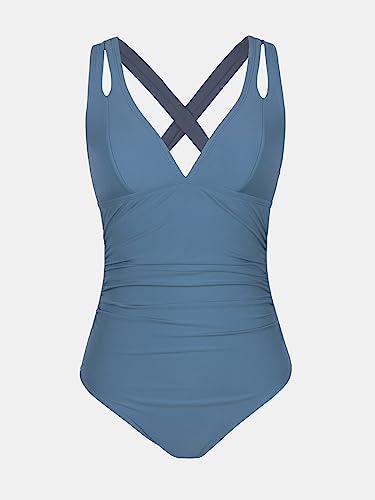 Image of CUPSHE Women's One Piece Swimsuit Tummy Control Deep V Neck Double Straps Crisscross Back Tie Bathing Suit