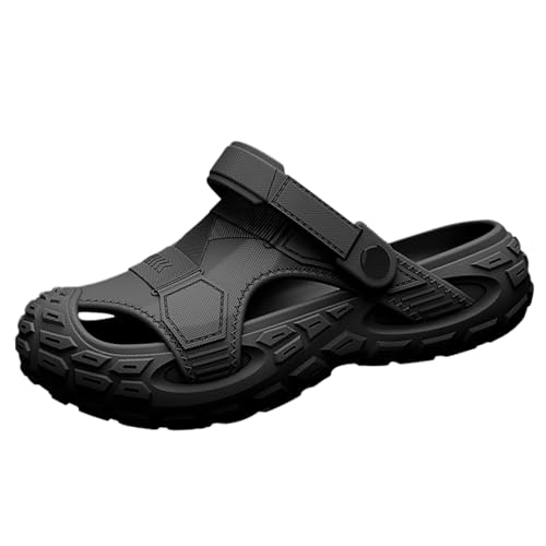 Harssidanzar Clogs Chef Shoes for Men Work Shoes for Garden Beach Sandals Slippers CM201US, Black, Size 10.5/11.5