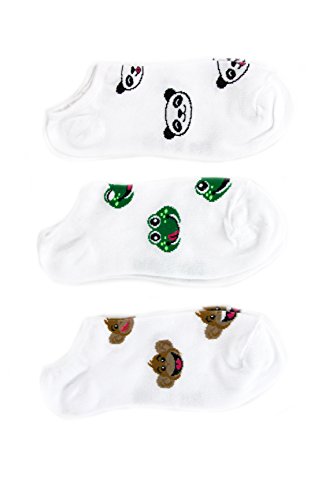 Foot Traffic, Women's No-Show Socks, Panda Monkey Frog 3-Pair Pack (Sizes 4-11)