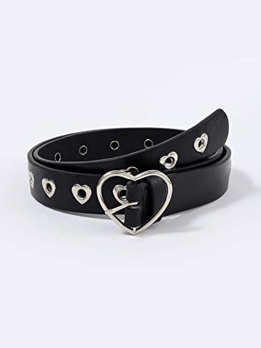 OYOANGLE Women's Cute Hollow Heart Buckle Belt Pu Leather Belts Casual Jeans Belt Ladies Belt4