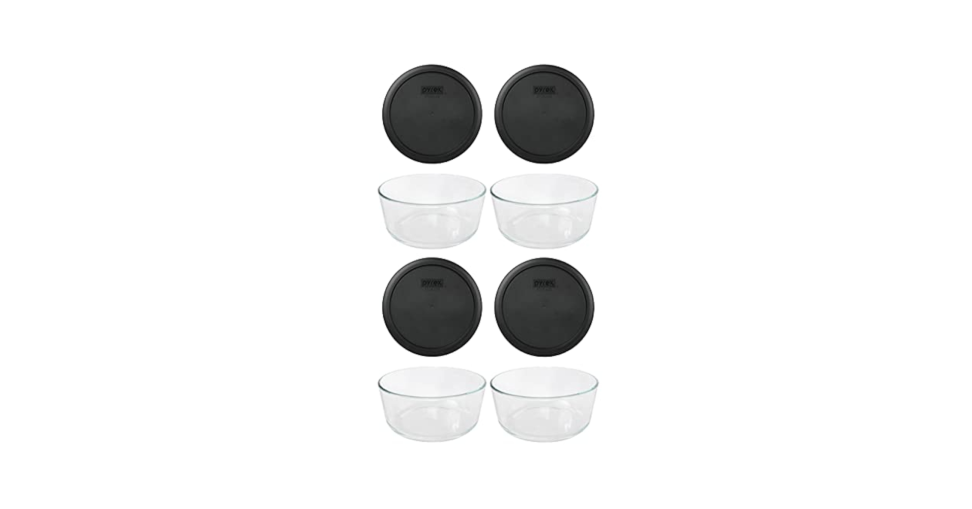 Amazon.com: Pyrex (4 7203 Glass Bowls & (4) 7402-PC Black