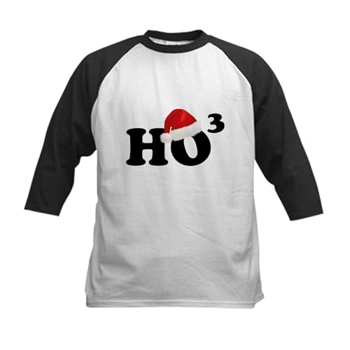 CafePress Ho Ho Kids Baseball Jersey Kids Cotton Baseball Jersey, 3/4 Raglan Sleeve Shirt Black/White