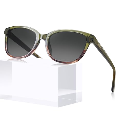 CARFIA Designer Acetate Polarized Sunglasses – Floral Green & Brown