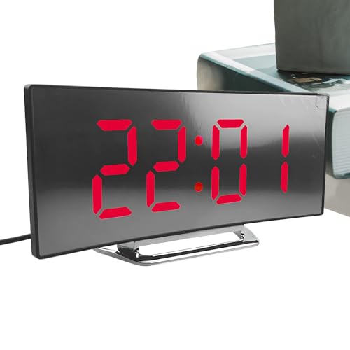 Generisch Digitale Uhr Fürs Schlafzimmer - Großes LED-Display Mit Digitaler Anzeige,Leiser Betrieb Hohe Helligkeit Gebogener Bildschirm Für Alle Altersgruppen Schlafzimmer Kinderzimmer Küche