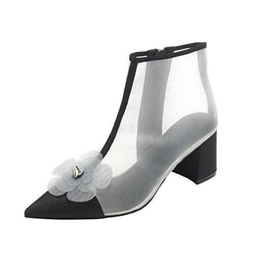 XSY Botas De Las Mujeres, Elegante Y Muslo De Hebillas De Cinturón De Decoración Puntas De Los Pies,Gris,36