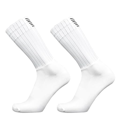 Aero Cycling Socks for Men and Women, Aerodynamic Road Bike Tall Socks with Non-Slip Silicone Cuff, Moisture-Wicking Biking Socks (One Size US 6-12) White