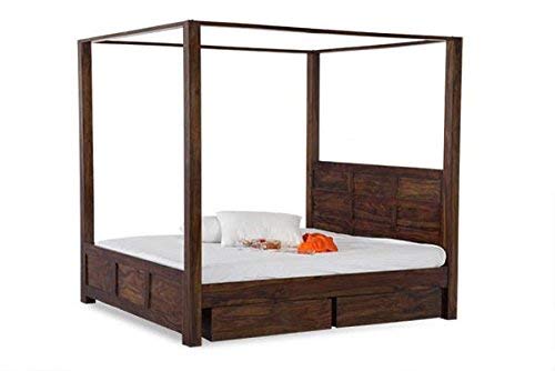 Image of Sheesham Solid Wood King Size Romeo Poster Bed for Home| Beautiful Bedroom (King, Romeo Poster Bed)