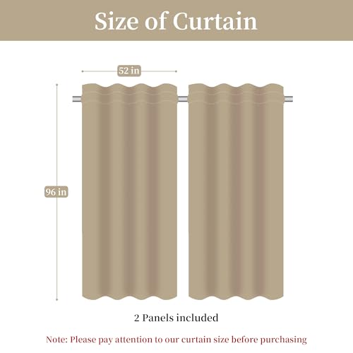 Loom and Mill Luxury Jacquard Curtains for Bedroom Living Room, Pearly Beige Floral Damask Curtains 2 Panels with Tiebacks, Elegant Window Curtain for Banquet Party Decor(52”Wx96”L, 2 Panels)