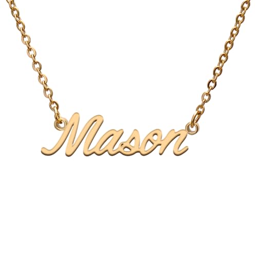 Mason Name Tag Necklaces for Her His Friends Familys Relationship Memory Jewelry Gift