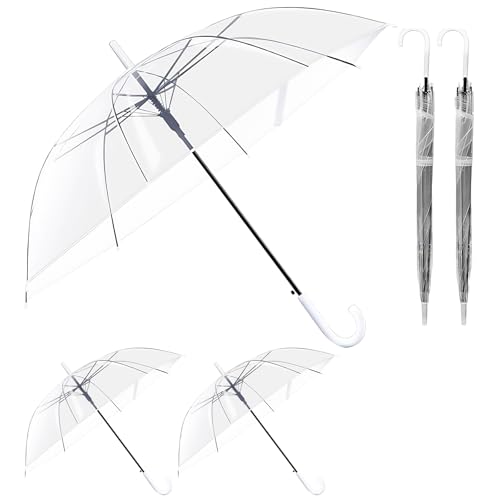 Parapluie de mariage transparent chic avec dôme protecteur semi-automatique