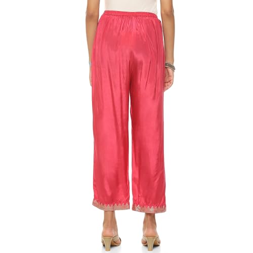 Image of Rangriti Pink Viscose Straight Palazzo for Women
