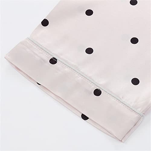 Boy Girl Satin Summer 𝐏ajamas Sets Button-Down Silk Sl𝐞epwear 2 Piece Polka Dot Short Sleeve Loung𝐞wear Outfits for Kids3