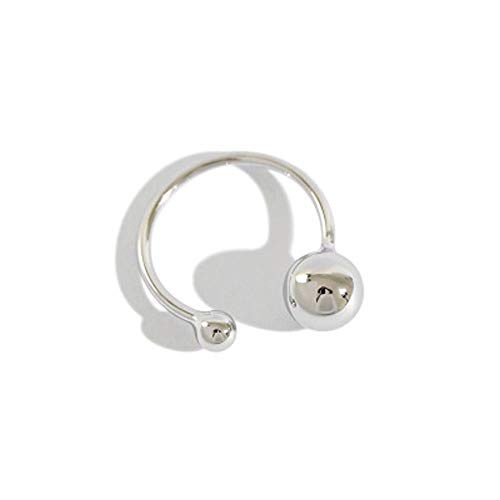Bague ouverte à double boule en argent sterling S925 minimaliste réglable et délicate bague de fiançailles pour femme, fille, petite amie, bijoux cadeaux, Plaqué or blanc Cover