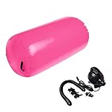 Minetom 100CM Rodillo para Gimnasia, Inflatable Tumbling Oval Esteras, Airtrack Ejercicio Herramientas, para Gimnasio, Yoga, Entrenamiento, Niños, Tumbling (Pink, 100x60cm)