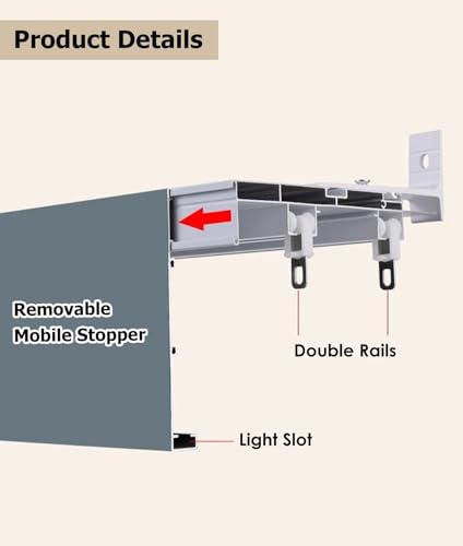Rail de rideau personnalisable pour plafond suspendu de 2,4 m - Séparateur de pièce pour douches et salles de séjour - 245 cm - Facile à installer - Solution décorative polyvalente et élégante