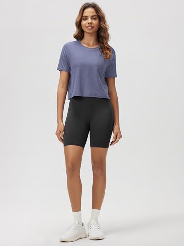 Image of ODODOS Women's Performance Cropped Tee Ultra Soft odSTRATUM Tech Short Sleeve Relaxed Top Crew Neck T-Shirts