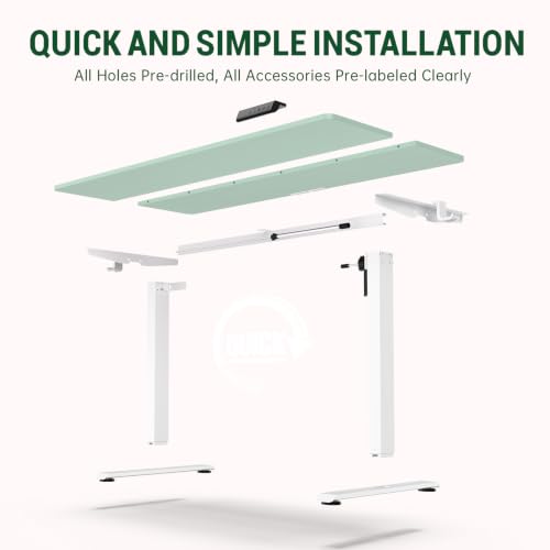 Image of Veken 55 Inch Large Electric Standing Desk, 4 Memory Heights Adjustable,Sit to Stand Up, Work Home Office Computer Table for Study, Walking Pad, Writing, and Games, Wooden Desktop Desks, Green
