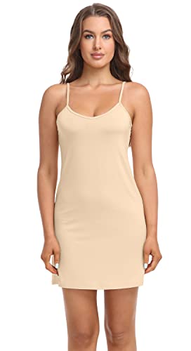 Nvwan Women's Full Slips Cami Long Spaghetti Strap Under Dress Nude X-Large #TOP1