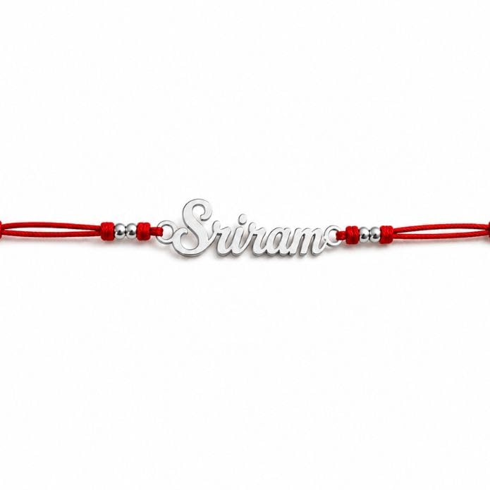 925 Silver Name Rakhi for Brother | Custom Name Rakhi with Red Thread | Premium Silver Personalized Raksha Bandhan Bracelet | Handmade Rakhi Gift for Brother | Custom Name Bracelet-image-31