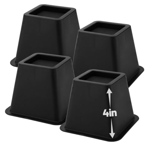 Apipi 4 Inch Stable Heavy Duty Bed Risers for Dorm Twin XL 4 Pack