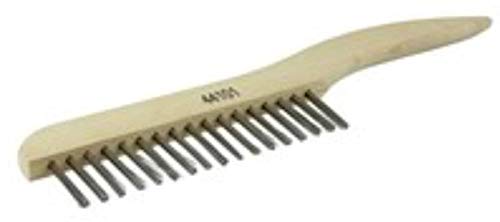 Image of Weiler 44101 Hand Wire Scratch Brush, 012 Stainless Steel Fill, Shoe Handle, 1 x 17 Rows, Made in The USA (Pack of 12)
