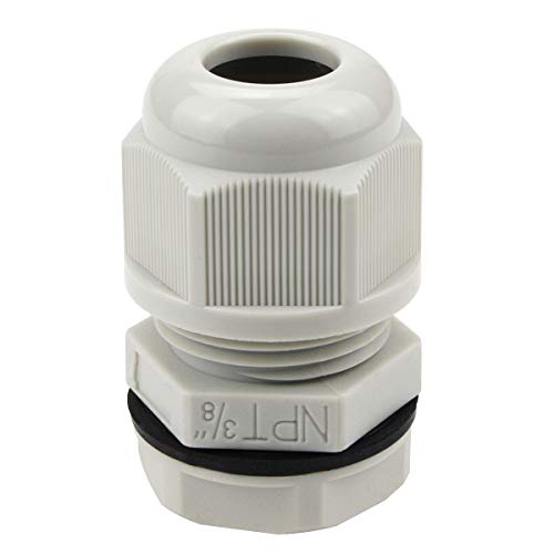 Image of XHF 50 Pcs 3 /8 inch IP68 Strain Relief Nylon Cord Grip Waterproof NPT Cable Glands Adjustable UL Listed and RoHS Compliant(Grey)