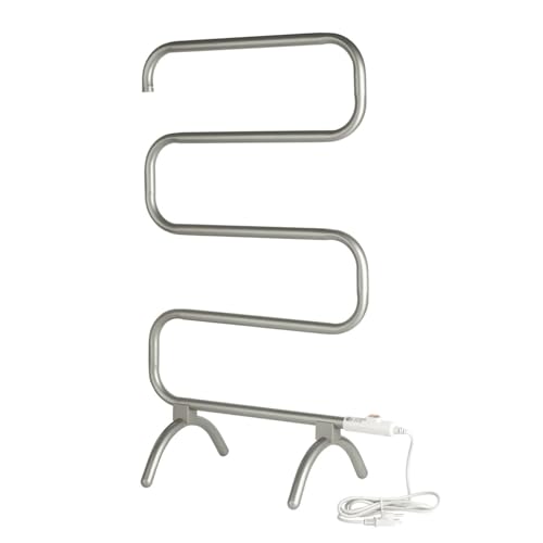 Warmrails Classic Towel Warmer - Free-Standing or Wall Mounted Towel Warmer Rack for Drying Towels and Garments - 37.5-Inch Nickel Finish Frame with 4 Bars - Model HCS