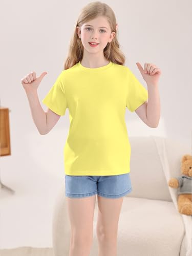 Image of Girls Summer Short Sleeve T Shirts Kids Basic Tees Crewneck Tops 5-14 Years