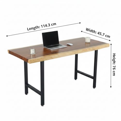Image of Solid Wood Top & Metal Legs Study Table | Office Desk | Kids Table | Working Desk | Computer Table for Library | Office | Kids Room | Study Room | Living Room |