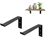 Shelf Brackets 12 Inch Lip Brackets for Shelves, Industrial Forged Steel Heavy Duty Rustic Floating Shelf Brackets -2 Pack（ 11.25' x 6' ）