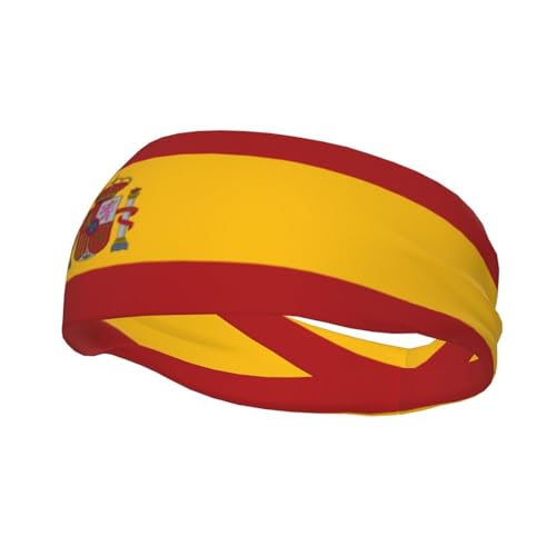Spanish Flag Sports Headband for Men Women Stretch Sweatband Flag of Spain Headband Unisex Bandana Outdoor Running Cycling Workout Yoga Gym