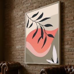 Tableau abstrait botanique sur toile pour habiller un grand mur de salon decoration épurée