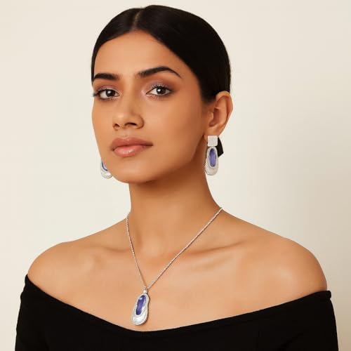 Image of Touchstone Indian Colorful Delicate Desire Traditional Exclusive Designer Jewellery Pendant Sets for Women