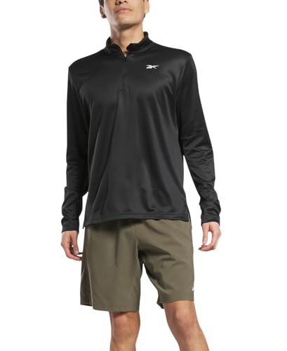 Reebok Men's Quarter-Zip Sweatshirt, Black, Medium...
