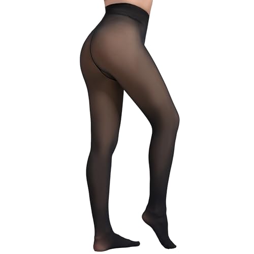 2025 Fleece Lined Tights More Warmth Fake Translucent Pantyhose High Waist Thermal Legging Women